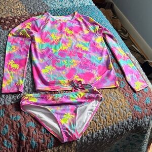 The Children's Place Colorful Palm Tree Rashguard Set